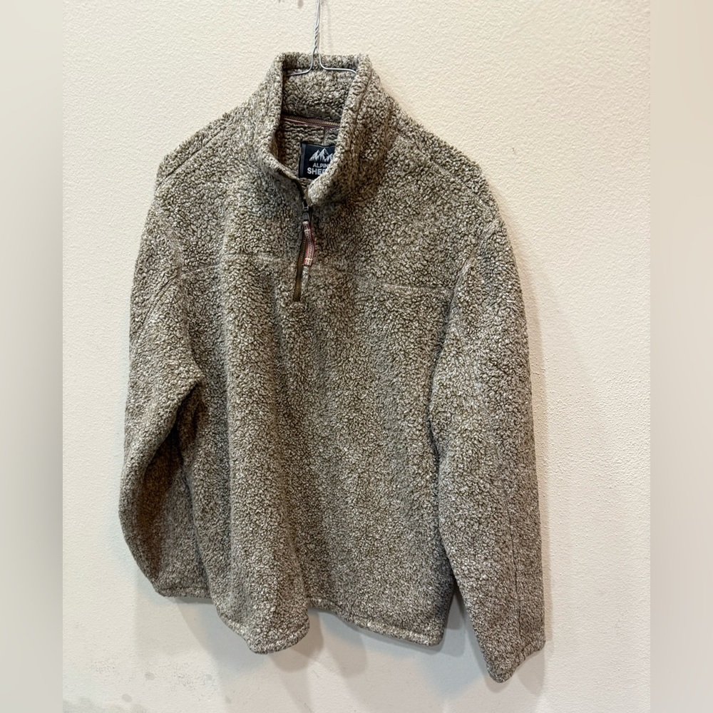 Alpine Sherpa Mens XL Grey Sherpa Long Sleeve Quarter Zip Pullover Sweater